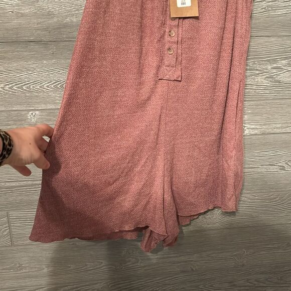 Kori Womens medium sweater knit button romper mauve color - Picture 2 of 9